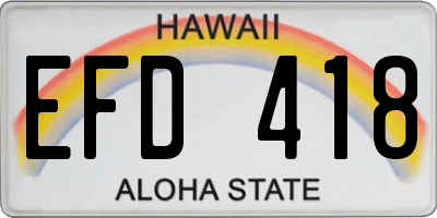HI license plate EFD418