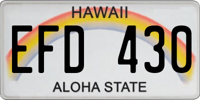 HI license plate EFD430