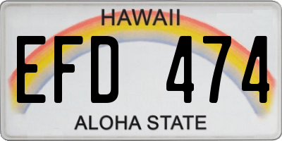 HI license plate EFD474