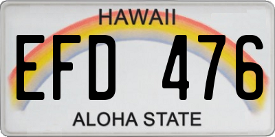 HI license plate EFD476
