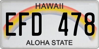 HI license plate EFD478