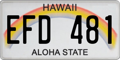 HI license plate EFD481