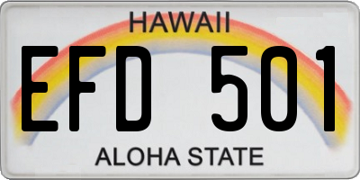 HI license plate EFD501