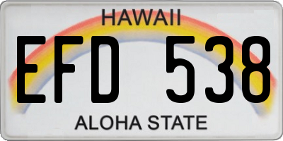 HI license plate EFD538