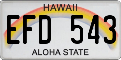 HI license plate EFD543