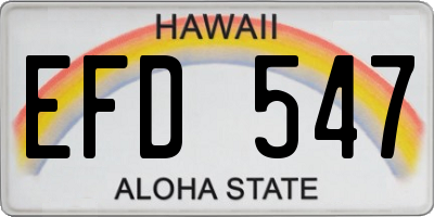 HI license plate EFD547