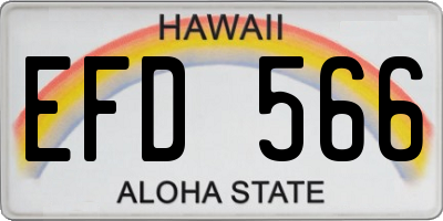 HI license plate EFD566