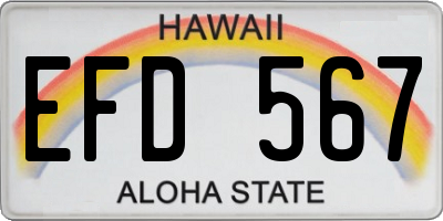 HI license plate EFD567