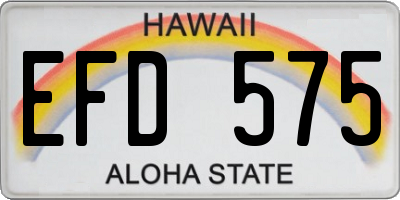 HI license plate EFD575