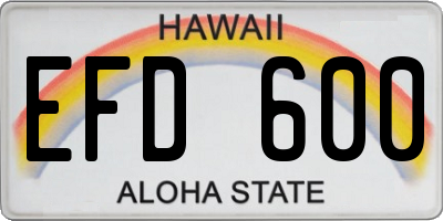 HI license plate EFD600
