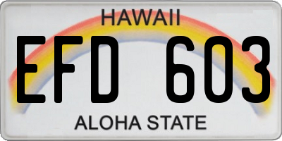 HI license plate EFD603