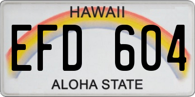 HI license plate EFD604