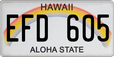HI license plate EFD605