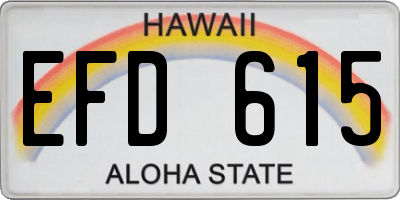 HI license plate EFD615