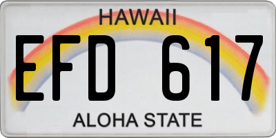 HI license plate EFD617