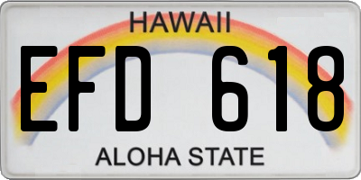 HI license plate EFD618