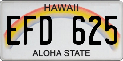HI license plate EFD625