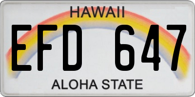 HI license plate EFD647
