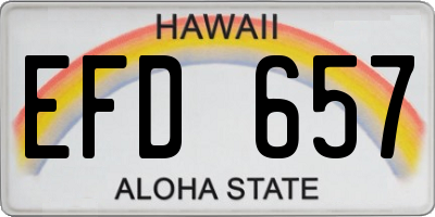 HI license plate EFD657
