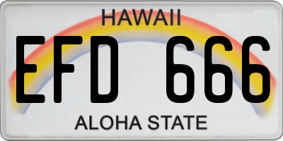 HI license plate EFD666