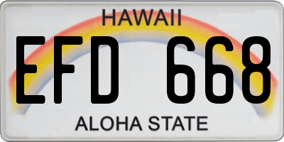 HI license plate EFD668