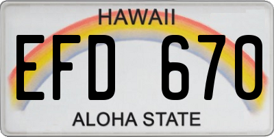 HI license plate EFD670