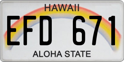 HI license plate EFD671