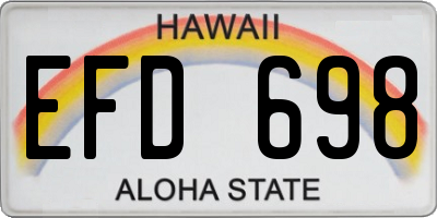 HI license plate EFD698