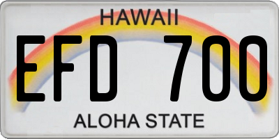 HI license plate EFD700