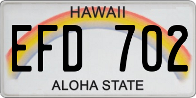 HI license plate EFD702