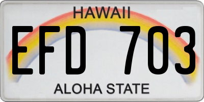HI license plate EFD703