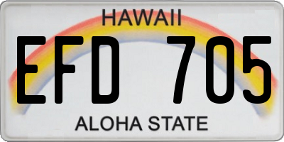 HI license plate EFD705