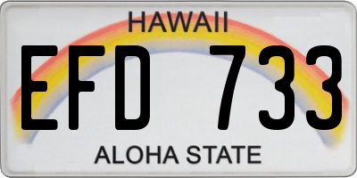 HI license plate EFD733