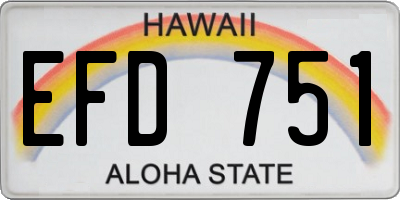 HI license plate EFD751