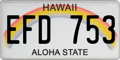 HI license plate EFD753