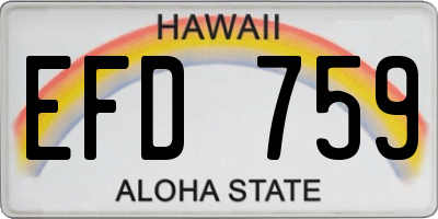 HI license plate EFD759