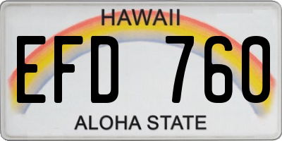 HI license plate EFD760