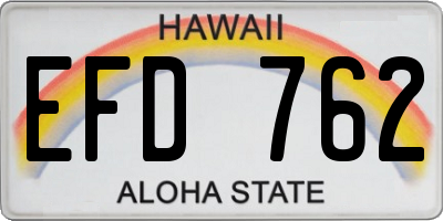 HI license plate EFD762