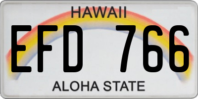 HI license plate EFD766