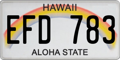 HI license plate EFD783