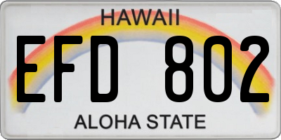HI license plate EFD802