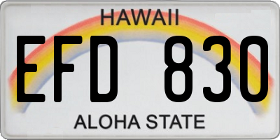 HI license plate EFD830