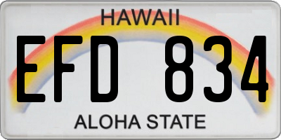 HI license plate EFD834