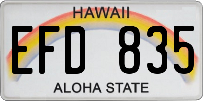 HI license plate EFD835
