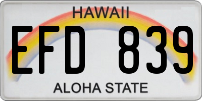 HI license plate EFD839