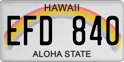 HI license plate EFD840