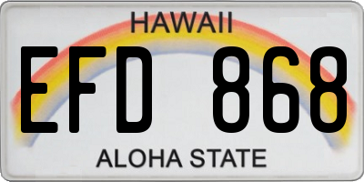 HI license plate EFD868