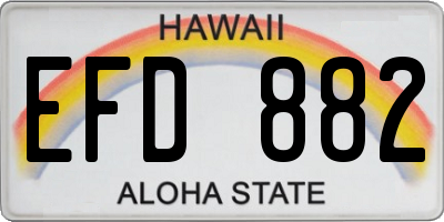 HI license plate EFD882