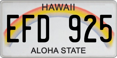 HI license plate EFD925