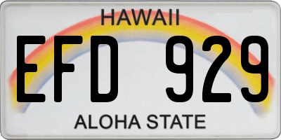 HI license plate EFD929